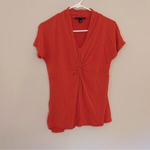 Banana Republic Red Gathered Stretch Shirt